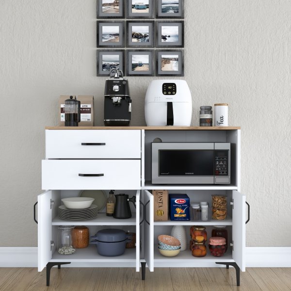 Meuble de cuisine Jericho 166 - Blanc/noyer Meuble de cuisine Jericho 166 - Blanc/noyer