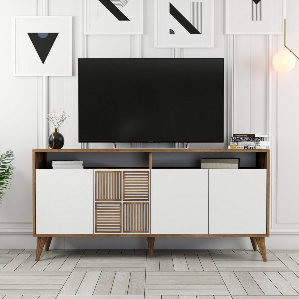 Buffet Milan 160 cm - Noyer/blanc