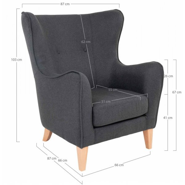 Campo Fåtölj - Mörkgrå/bok Campo Fåtölj - Mörkgrå/bok