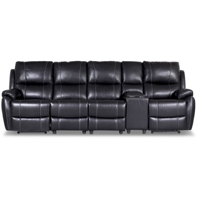 Enjoy Chicago reclinersoffa - 4-sits (el) i svart konstläder (modell H)
