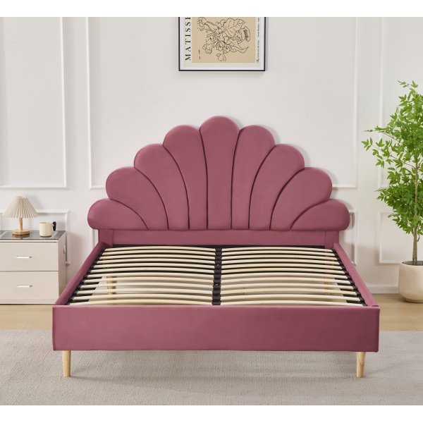 Sängram 160 x 200 cm - Rosa sammet - Saga Sängram 160 x 200 cm - Rosa sammet - Saga