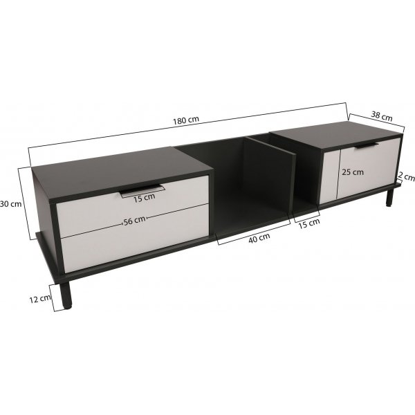 Ibiza TV-b�nk - Vit/antracit