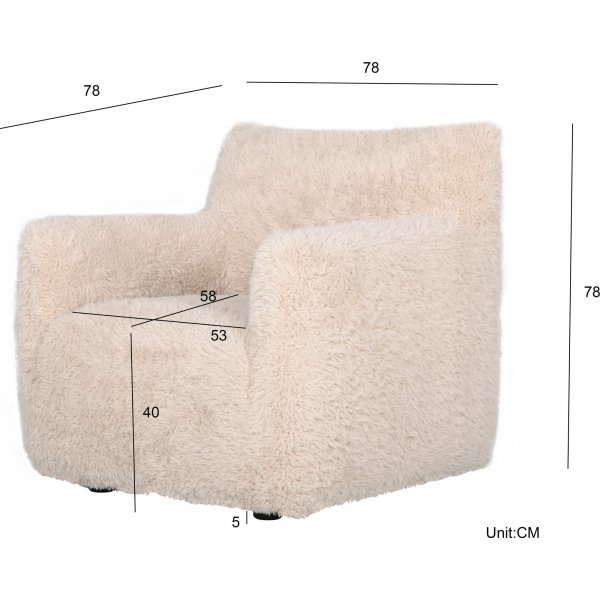 Fåtölj fluffig beige tygklädsel Fåtölj fluffig beige tygklädsel