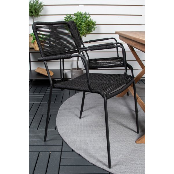 Kenya utematgrupp med 4 st Lindos stolar - Svart/Teak Kenya utematgrupp med 4 st Lindos stolar - Svart/Teak