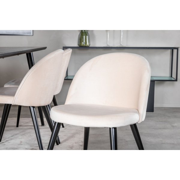 Matgrupp Slope 180x90 cm inkl 6 st Alice stolar - Svartbetsad ekfanr + 4.00 x Mbeltassar