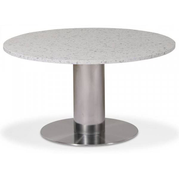 Next 85 runt soffbord - Borstad stl / terrazzo (Bianco)