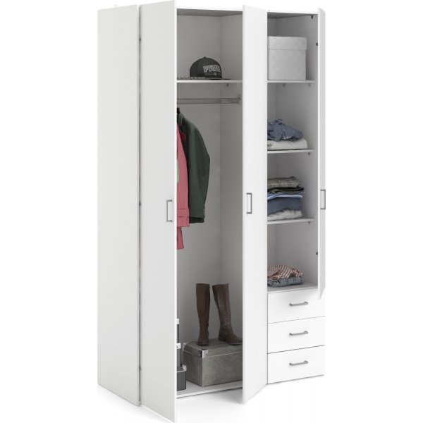 Armoire Space avec 3 portes et 3 tiroirs - Blanc