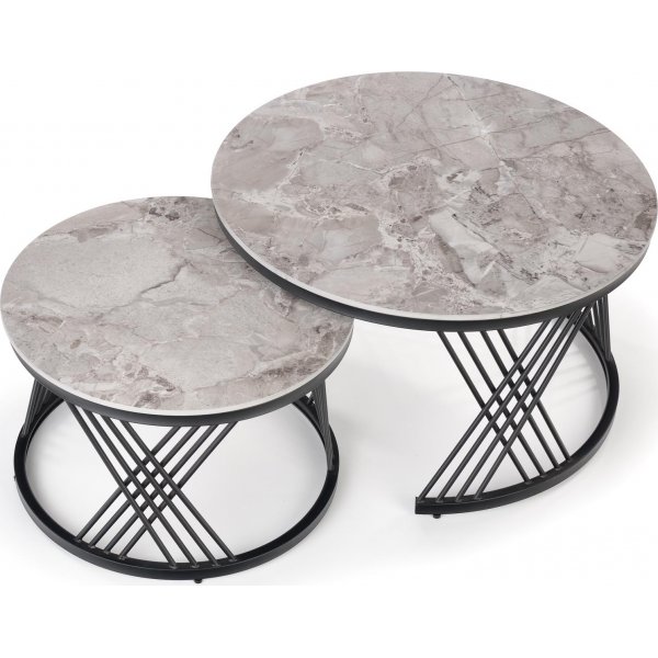 Table basse Flamingo 60 cm - Marbre gris/noir