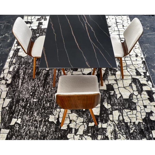 Lozano matbord 140-200 x 82 cm - Svart marmor/valnt