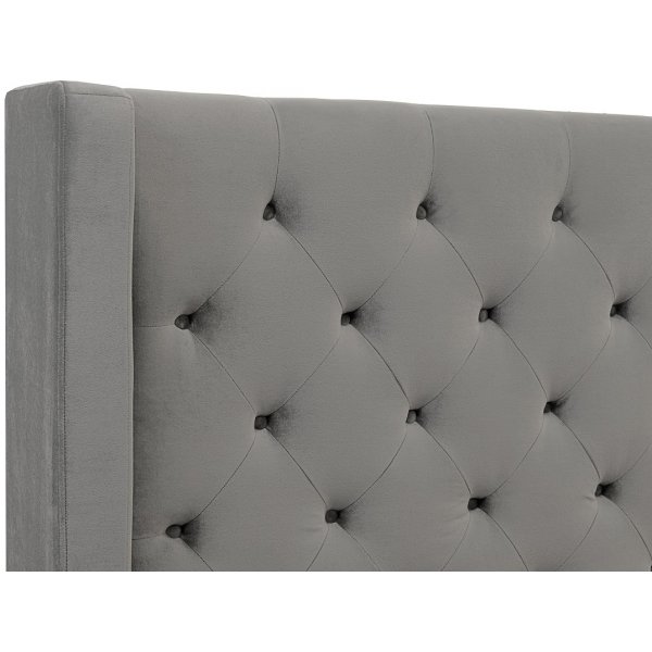 Tête de lit avec boutons Almedal (Velours Gris) - Toutes largeurs Tête de lit avec boutons Almedal (Velours Gris) - Toutes largeurs