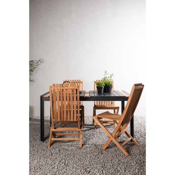 Groupe de repas d'extérieur Togo avec 4 chaises Ghana - Noir/Teck Groupe de repas d'extérieur Togo avec 4 chaises Ghana - Noir/Teck