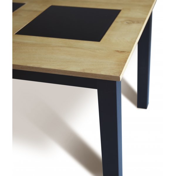 Matbord 180x90 cm ek med svarta plattor