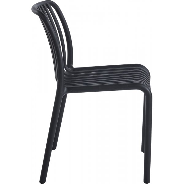 Matstol Noa i svart - Stapelbar + Textilskydd fr utembler