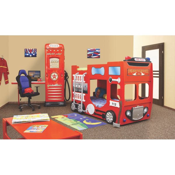 Brandbil Alfons - Våningssäng - 90 x 190 cm Brandbil Alfons - Våningssäng - 90 x 190 cm