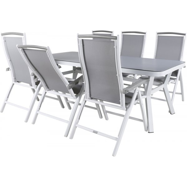 Virya utematgrupp med 6 st Albany stolar - Vit/Grå Virya utematgrupp med 6 st Albany stolar - Vit/Grå