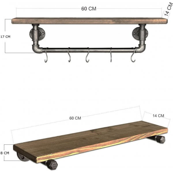 Bork wandplank - Walnoot/zwart