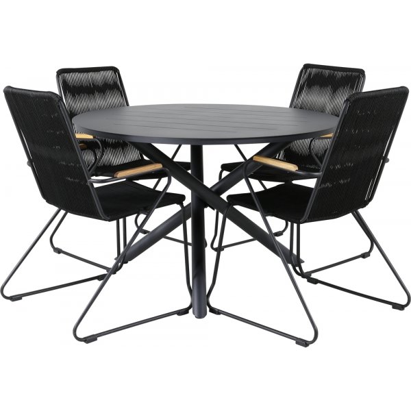 Alma utematgrupp med 4 st Bois stolar - Svart/Natur Alma utematgrupp med 4 st Bois stolar - Svart/Natur