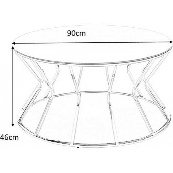 Table basse Afina 90 cm - Or/verre miroir
