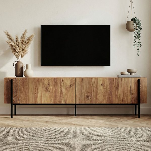 TV-b�nk Nemming 180 cm - Atlantic Pine/Svart