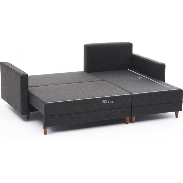 Aydam slaapbank rechts - Antraciet