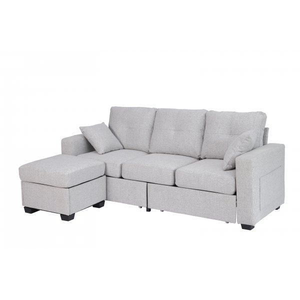 Divansoffa Davis med förvaring – Ljusgrå Divansoffa Davis med förvaring – Ljusgrå