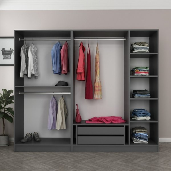 Cikani garderob 225x52x210 cm - Antracit Cikani garderob 225x52x210 cm - Antracit
