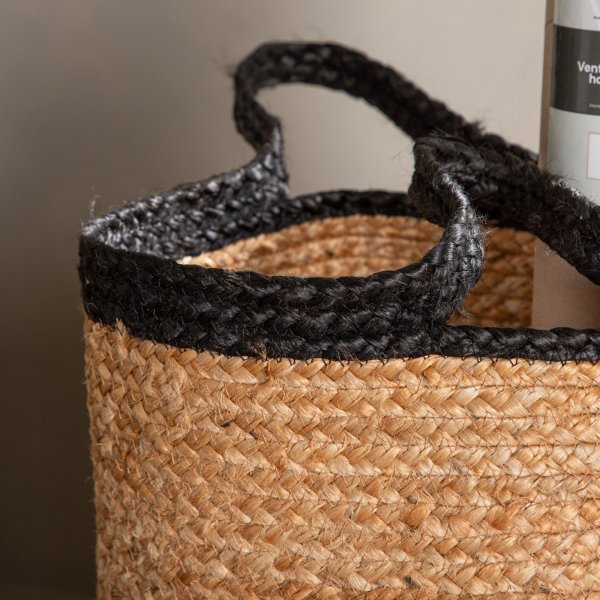 Pune korg Ø35 cm - Svart/jute Pune korg Ø35 cm - Svart/jute