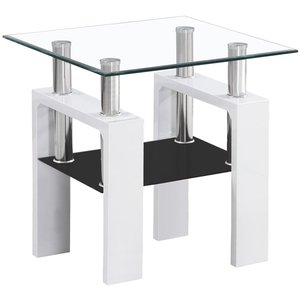 Clemson D soffbord 60 x 60 cm – Vit/svart – Glasbord, Soffbord, Bord