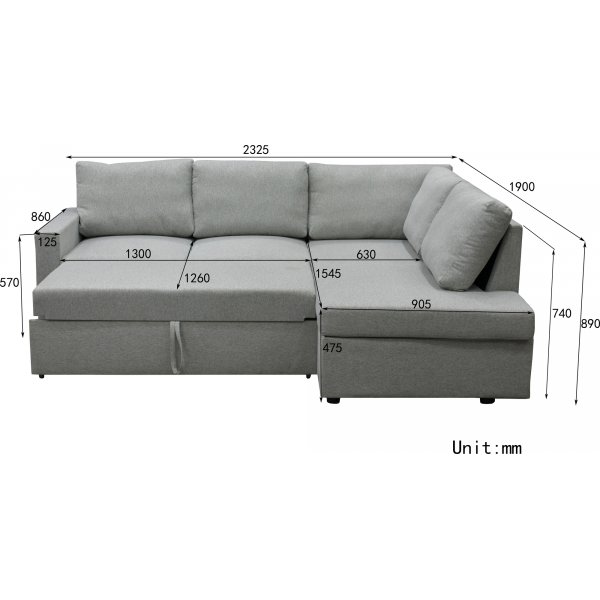 L soffa Bäddsoffa med förvaring 232 cm bred L soffa Bäddsoffa med förvaring 232 cm bred