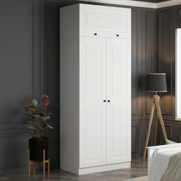 Armoire Capeto avec meuble haut, 90 cm - Blanc Armoire Capeto avec meuble haut, 90 cm - Blanc