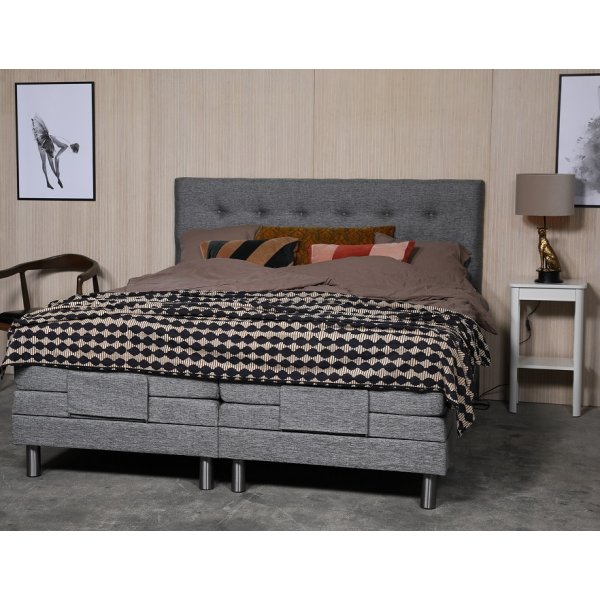 Klara compleet verstelbaar tweepersoonsbed met hoofdeinde 7-zone Pocket - Grijs