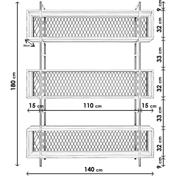 Bibliothque Araf 140 cm - Noir
