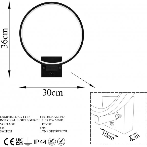 Haldur wandlamp ring - Wit