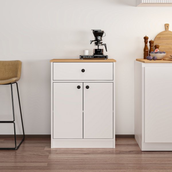 Cucina skåp 64 x 45 x 90 cm - Vit/furu Cucina skåp 64 x 45 x 90 cm - Vit/furu