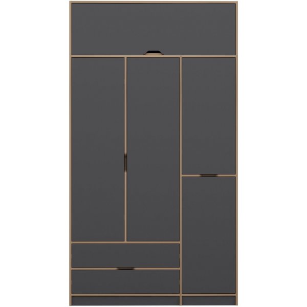 Armoire Elina 140 x 52 x 253 cm - Anthracite/marron Armoire Elina 140 x 52 x 253 cm - Anthracite/marron