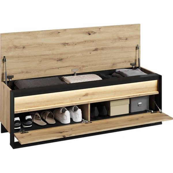 Quant halbank 135 cm - Ambachtelijk eiken/zwart