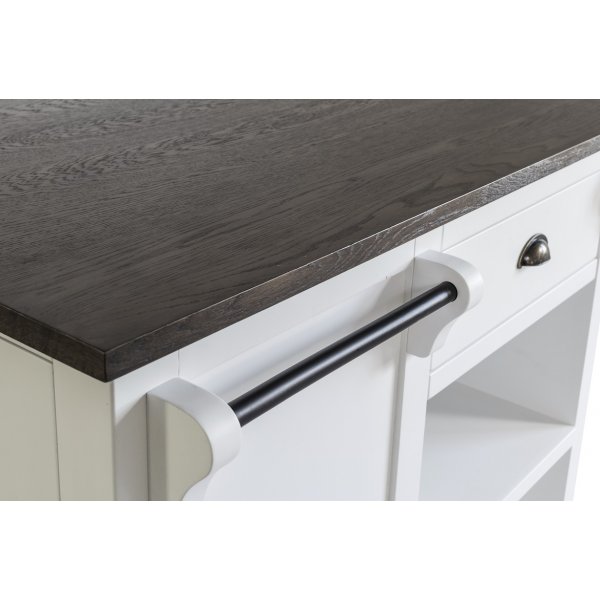 Heritage vit köksö med brunbetsad toppskiva Heritage vit köksö med brunbetsad toppskiva