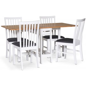 Fr matgrupp; Fr klaffbord Vit / Ek med 4 st Alice stolar