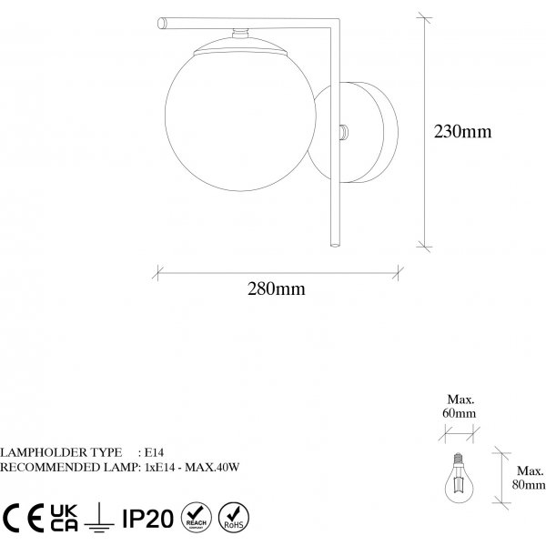 Orion wandlamp - Zwart