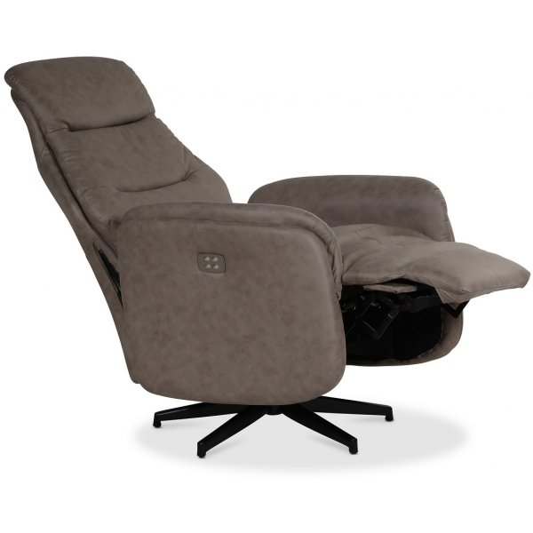 Comfort Saga (el) reclinerf�t�lj med inbyggt fotst�d - Gr�beige ecol�der