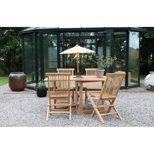 Saltö utematgrupp klaffbord med 4 st matstolar - Teak Saltö utematgrupp klaffbord med 4 st matstolar - Teak