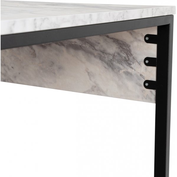 Twin skrivbord - Vit marmor/svart