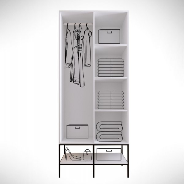 Martin garderob 84 cm - Vit marmor/guld Martin garderob 84 cm - Vit marmor/guld