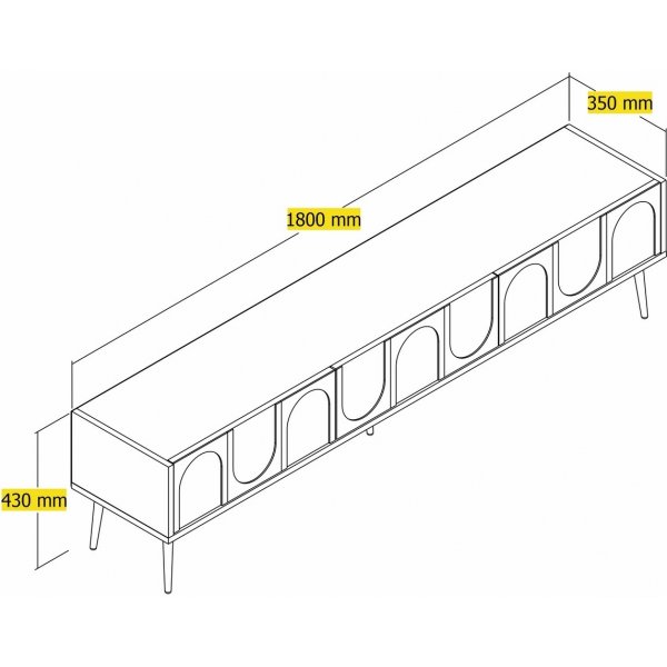 Meuble TV Lyon - Blanc/dor
