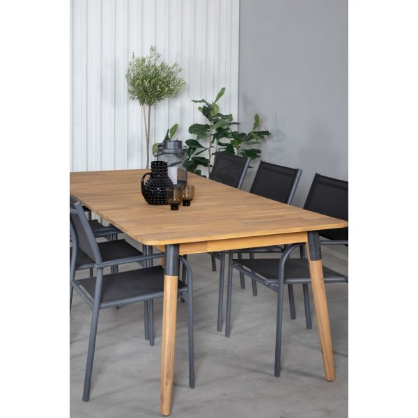 Julian utematgrupp med 6 st Santorini stolar - Svart/Natur