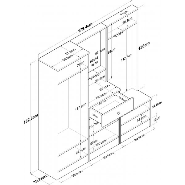 Mendy hallmöbel - Vit Mendy hallmöbel - Vit