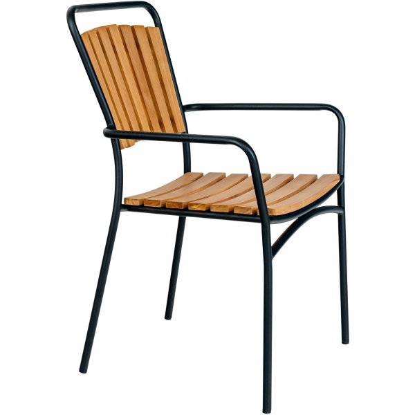 Cleveland stapelbar utestol - Teak/Svart Cleveland stapelbar utestol - Teak/Svart