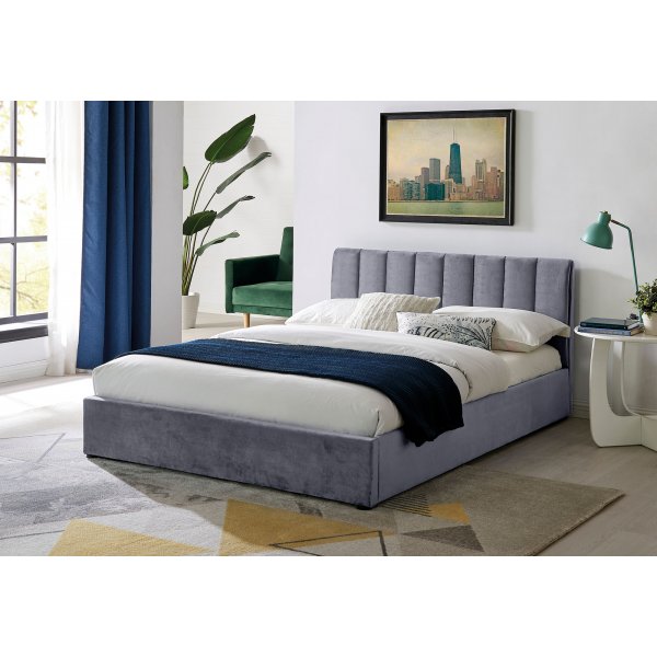 Montreal 140x200 cm sngram i gr sammet med frvaring