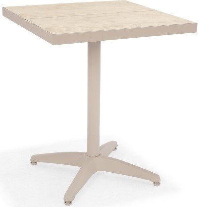 Urbanite cafgroep met tafel 63 x 63 cm en 2 stapelbare eetkamerstoelen - Beige