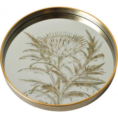 Golden serveringsbricka med spegelglas - Vxt